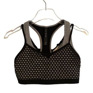 Lorna Jane Black Mesh Gray Sport Bra Top Medium